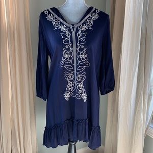 Navy Embroidered Dress
